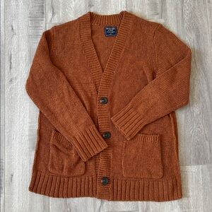 Abercrombie Rust Orange Brown Cotton Blend Chunky Knit Cardigan Size XL